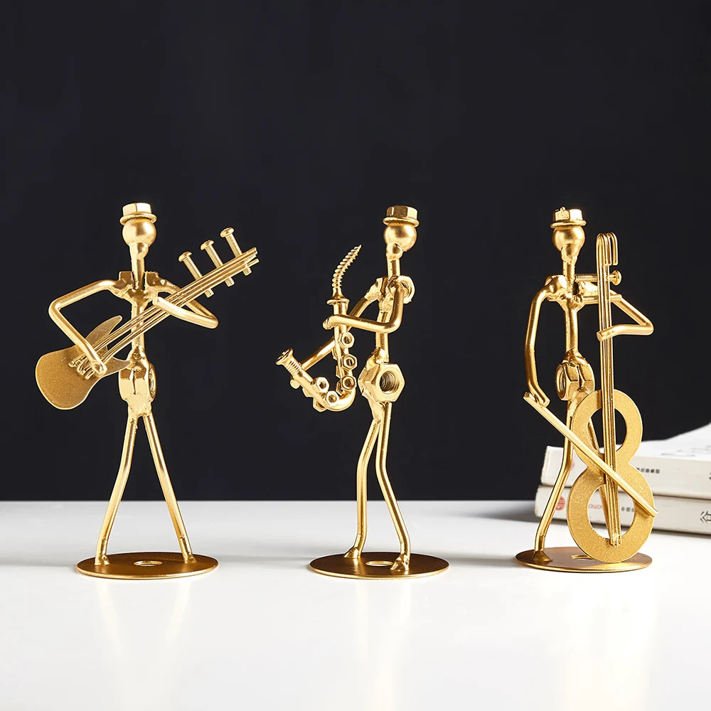 

Desktop decoration Golden Retro Nostalgic Metal People Model Home Decoration Iron Musician Miniature Figurines christmas gift