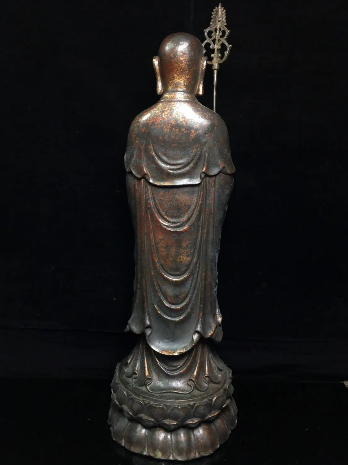 

Home Decor 22" Tibet Buddhism Old Bronze Cinnabars Ksitigarbha statue Jizo Save all suffering Amitabha Enshrine the Buddha