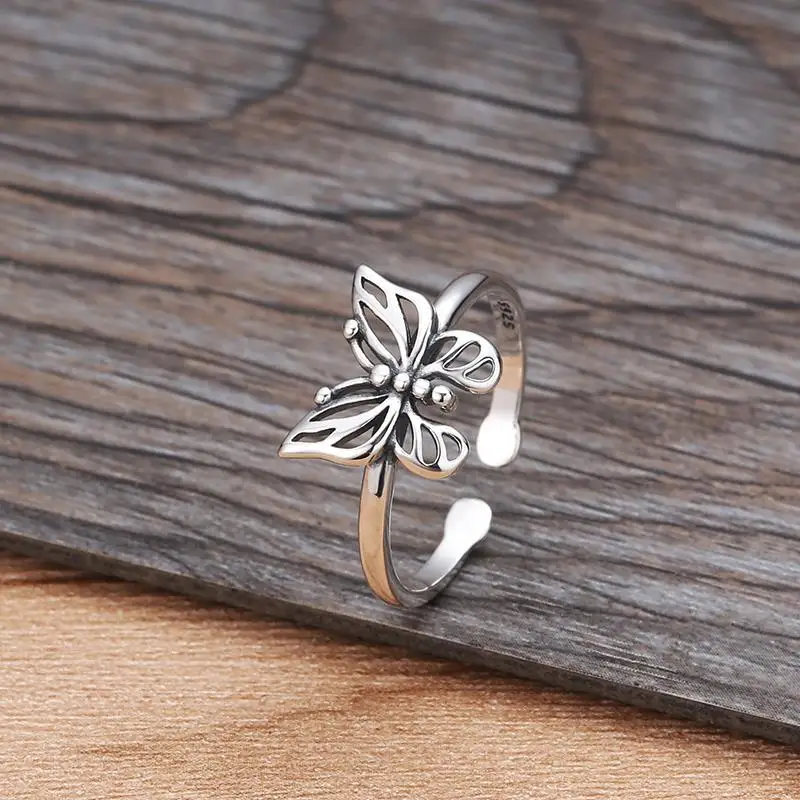 

Женское трехмерное Открытое кольцо в виде бабочки из стерлингового серебра S925 пробы, модное кольцо с особым дизайном, индекс свежести