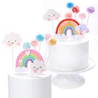 Украшения для торта в виде сердца, радуги, облака, помпон, для свадьбы, дня рождения, вечеринки, дня рождения, принадлежности для тортов