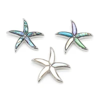 natural shell alloy animal pendant brooch starfish shape metal dyed abalone shell accented charms for jewelry making ornament