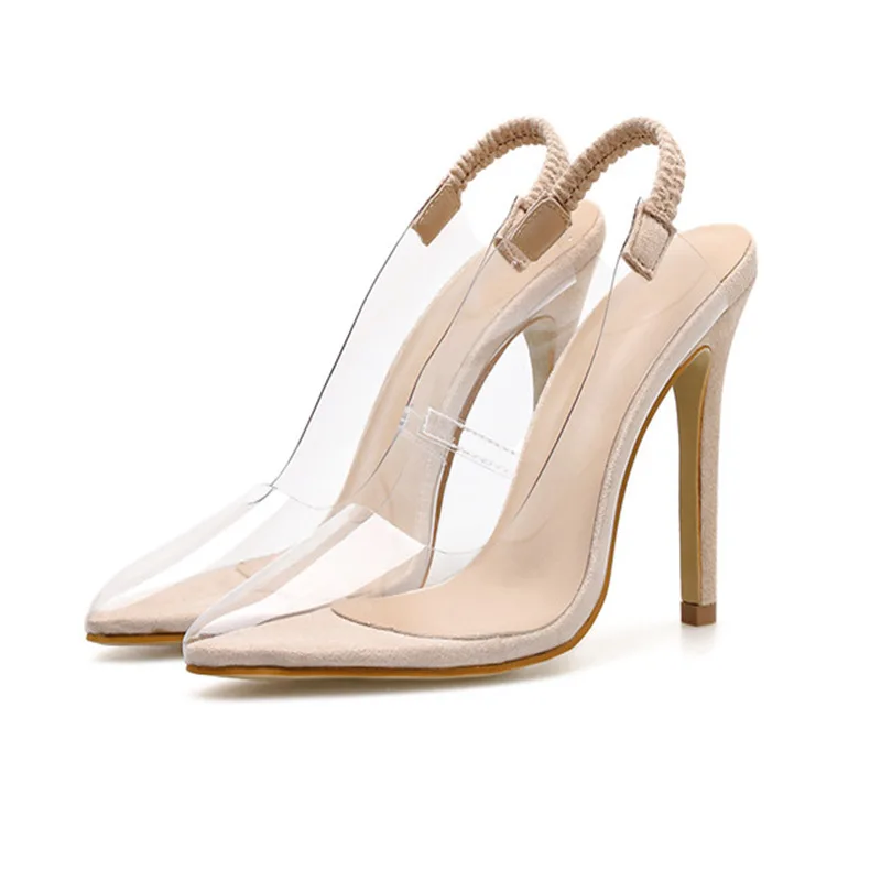 2019 сандалии женские прозрачные туфли с острым носком на высоком каблуке тонком