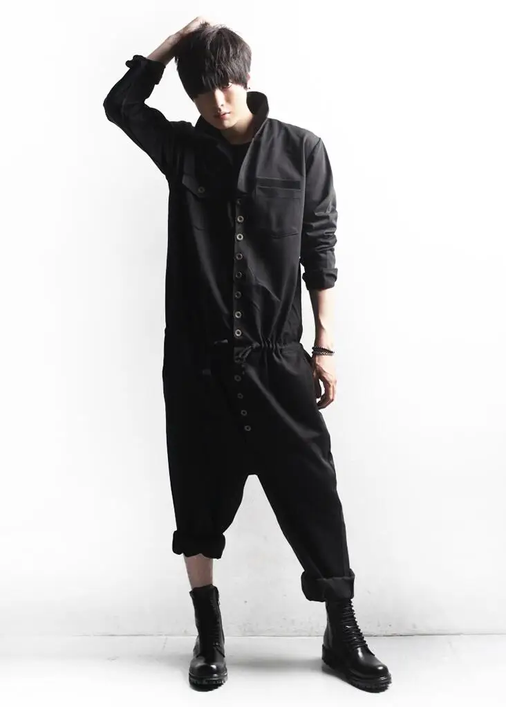 Мужские модные новые комбинезоны Подиумные модели свободные цельные брюки на