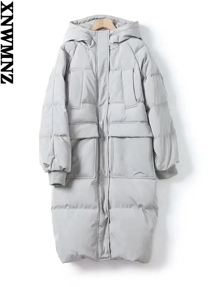 

XNWMNZ 2021 Женская куртка с капюшоном с защитой от воды и ветра женская зимняя теплая пуховая куртка женское свободное повседневное пальто