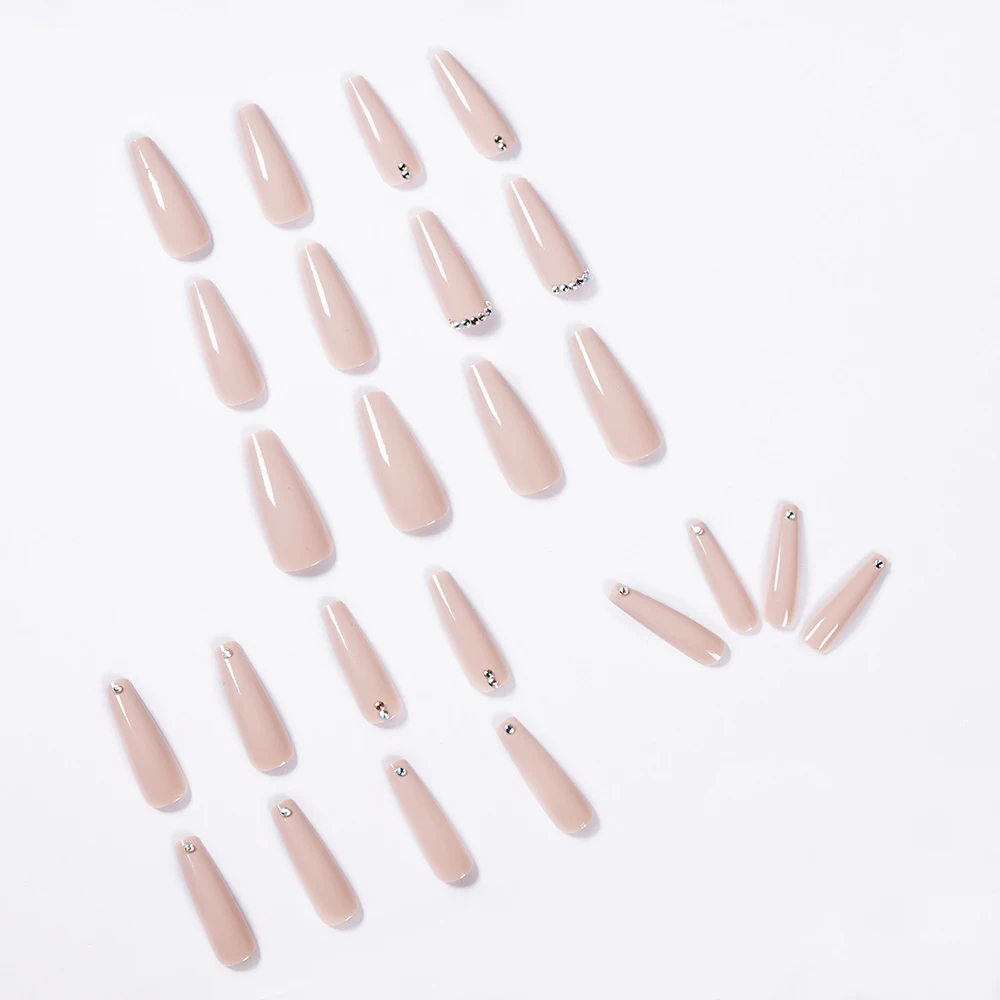 24 шт. блестящие Длинные накладные ногти балерины с бриллиантовым дизайном
