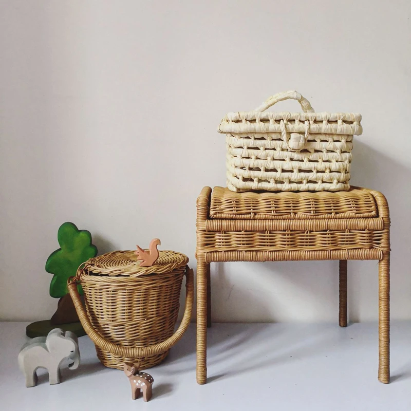 Корзина из ротанга ручной работы Милая Детская сумка для хранения пикника