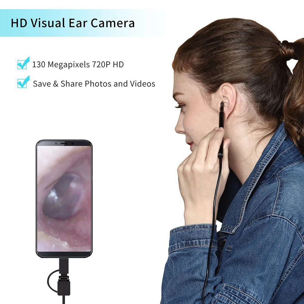 

3 In 1 CMOS Sensor Health Care Led Home Hospital Adjustable HD Images Wide Angle Viewing With Cable Ear Endoscope