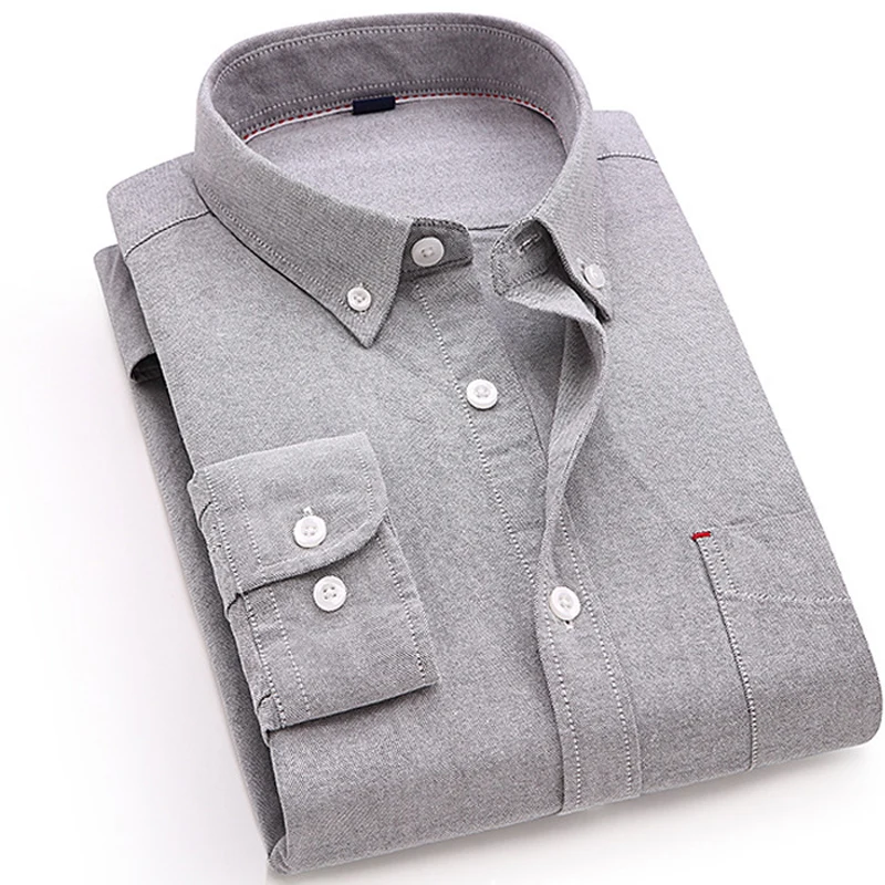 

Cotton Shirts For Men Casual Long Sleeved Non-iron Oxford Shirt Formal 2020 Brand Breathable White Top