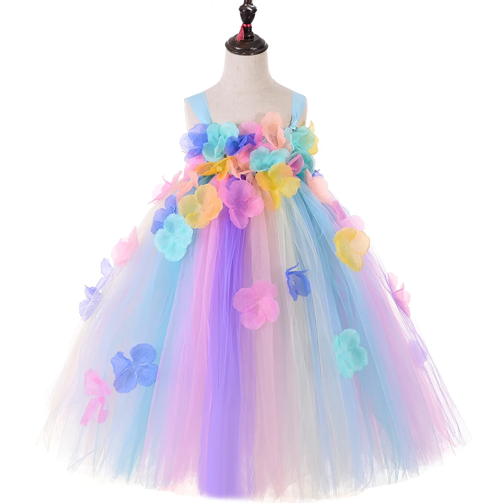 Girl Tutu Dress Princess Tulle Pastel Fairy Flower Dresses for Weddings Pageant Gowns Kids Birthday Party Christmas | Детская одежда и