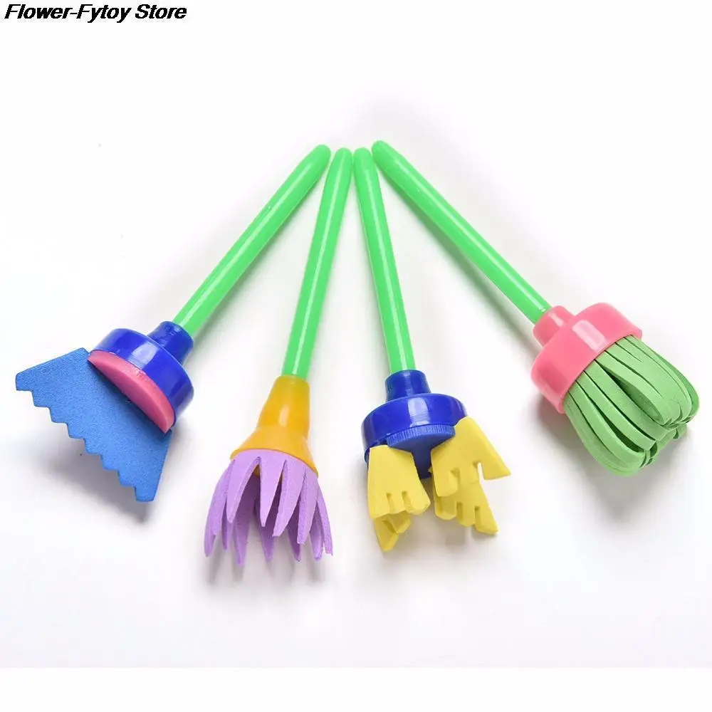 4 шт. вращающаяся губка для рисования Детская кисть детский цветок граффити