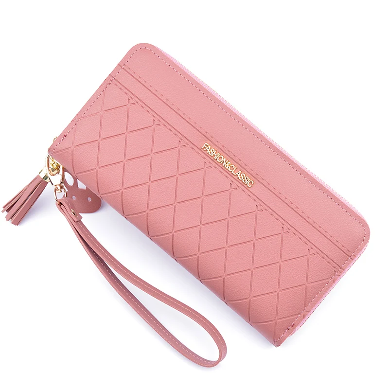 

Ladies Wallet Zipper Large Capacity Coin Purse Lychee Pattern Leaf Wallet Clutch Hot Sale New Long Fashion Standard Wallets PU