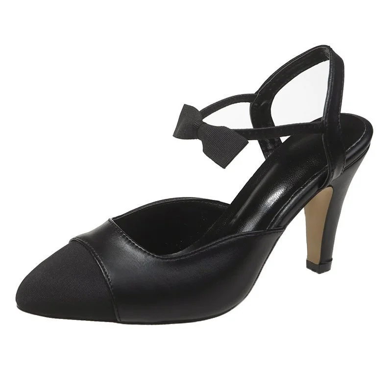 

2021 Large Fashion Show Shoes Trendy Femininity High Heeled Shoes With One Line Buckle And Bow Small Fragrant Sandals