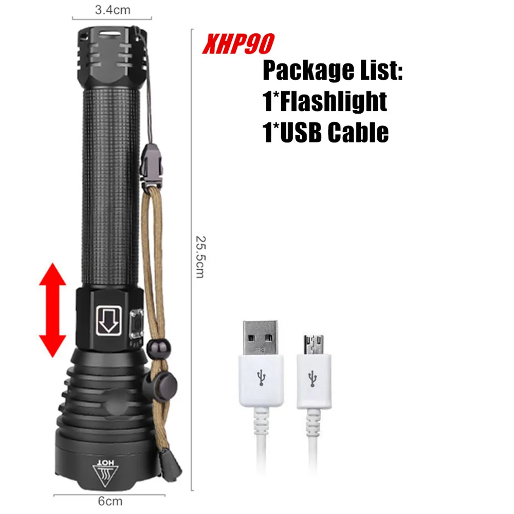Package G Светодиодный тактический вспышки светильник XHP70.2 XHP50.2 XHP90 USB Перезаряжаемые Водонепроницаемый Охота светильник 18650 26650 масштабирования фонарь - Испускаемый цвет: Package G