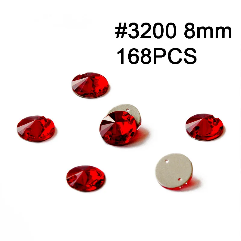 Rivoli 8mm 168pcs Красные стразы Rivoli Cosmic Siam в форме капли, пришивные стразы с плоской задней стороной, стеклянные кристаллы, швейные Стразы для одежды - Цвет: Rivoli 8mm 168pcs