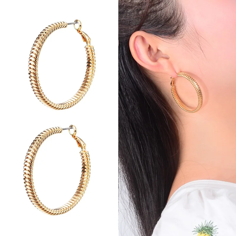 Metal gold hoop Винтаж корейской моды Chic серебро большой обруч серьги Kpop цирконий жемчуг длинные кисточки серьги для женщин заявление свадьба - Окраска металла: Metal gold hoop