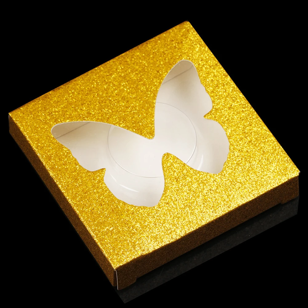 

50sets/pack Square Glitter Paper Box Packaging Eyelash Case Portable Storage Makeup Empty With Tray False Hollowed Out Cosmetics