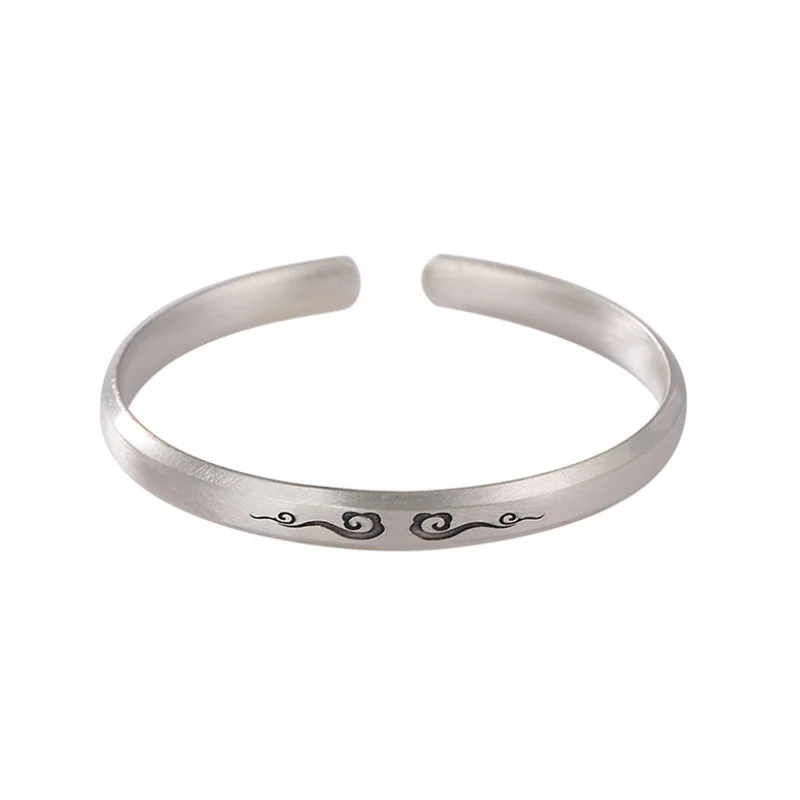 Uglyless Thai Silver Lucky Clouds Ethnic Bangles for Women Genuine 999 Full Silver Bangle China Chic Pure Silver Jewelry Vintage