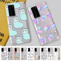 kawaii cute llama alpaca animals colorful phone case for huawei p20 30 pro lite psmart 2019 y5 6 7 honor 8 10 i lite mate 20lite