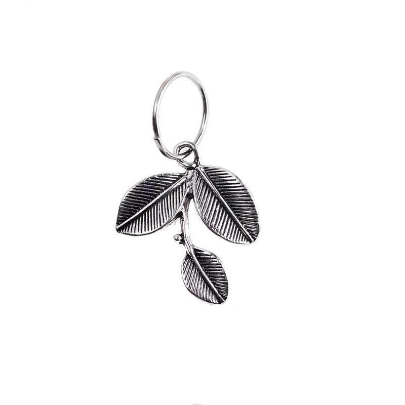

10PCS/pack Ancient Silver Three Leaves Jump Ring Charms Pendant For Women Girls DIY Necklace Earrings Jewelry Accessories