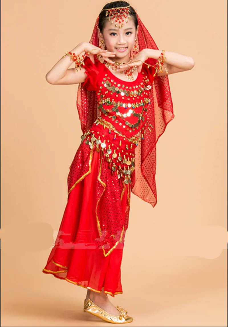 Детские костюмы для танца живота набор восточных танцев девочек одежда