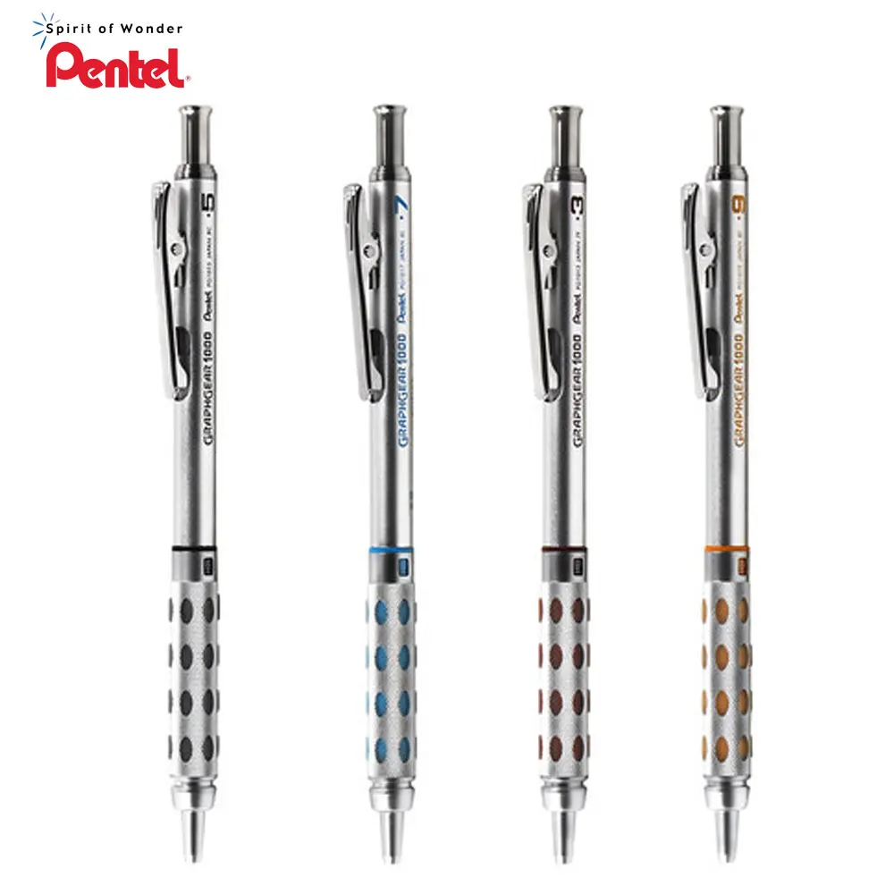 4Pcs Pentel Mechanical Pencil Graphgear1000 Automatic Pencils PG1015 Metal Pen 0.3/0.5/0.7/0.9MM Japanese Pencil Stationery