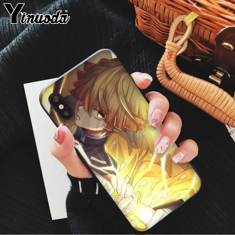 Yinuoda demon slayer kimetsu no yaiba TPU Мягкий силиконовый черный чехол для телефона iPhone 8 7 6S Plus X XS MAX 5 5S SE XR 11 11pro