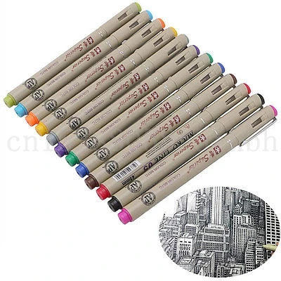 12 цветов художественная манга тонкая голова краска Графический эскиз маркеры