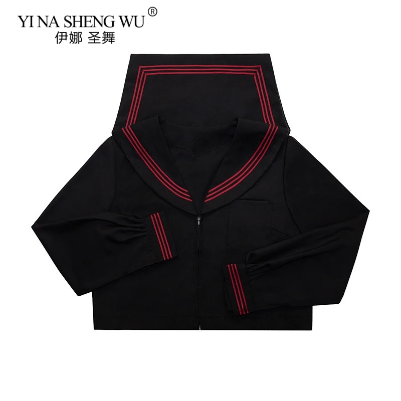

2021 New Sailor Suit School Uniform For Girls Anime Cosplay Costume JK Uniforms Long Sleeve Tops Pleated Skirt Student Clothes