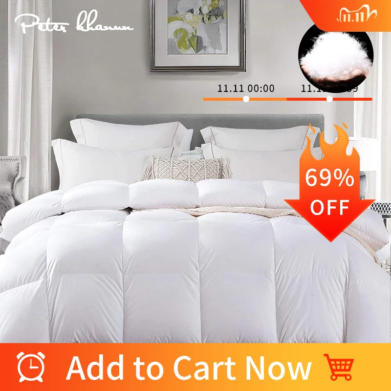

Peter Khanun Luxurious White Goose Down Duvet 100% Cotton Shell Quilted Quilt Winter Thick Comforter King Queen Full Size 023