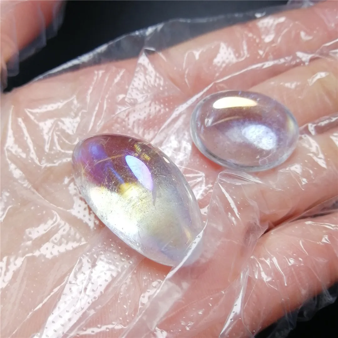 6pcs amazing aura rainbow quartz crystal chakra healing medaion gemstone reiki tumble gravel for decoration | Дом и сад