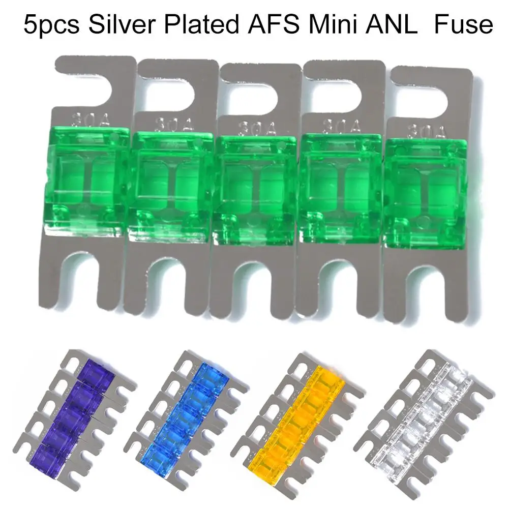 

Fuses For Cars 5pcs/Set 30/40/60/80/100A Mini Anl Fuses Nickel Plated Car Stereo Audio 32V AFS Auto Stud Fuses Circuits Protect