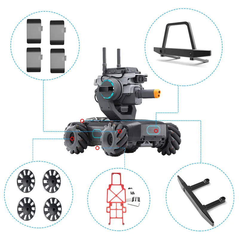 5pcs kit 5в1 алюминиевый сплав Передний Задний бампер Crashproof бар защитное колесо специальное крыло шасси укрепление для DJI RoboMaster S1 - Цвет: 5pcs kit