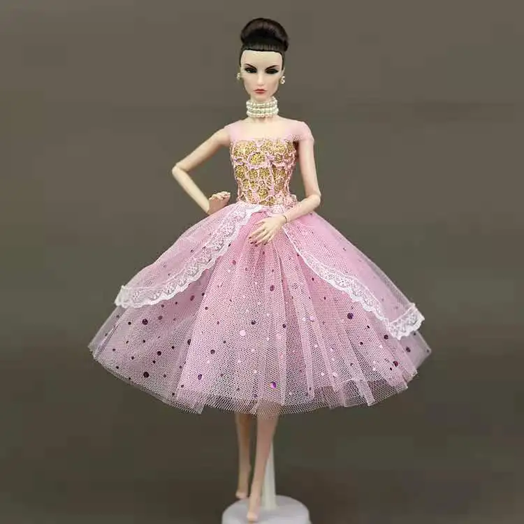

11.5" Fashion Pink Lace Doll Dress for Barbie Clothes 1/6 BJD Dollhouse Accessories Princess Party Gown Kids DIY Toys Girl Gifts