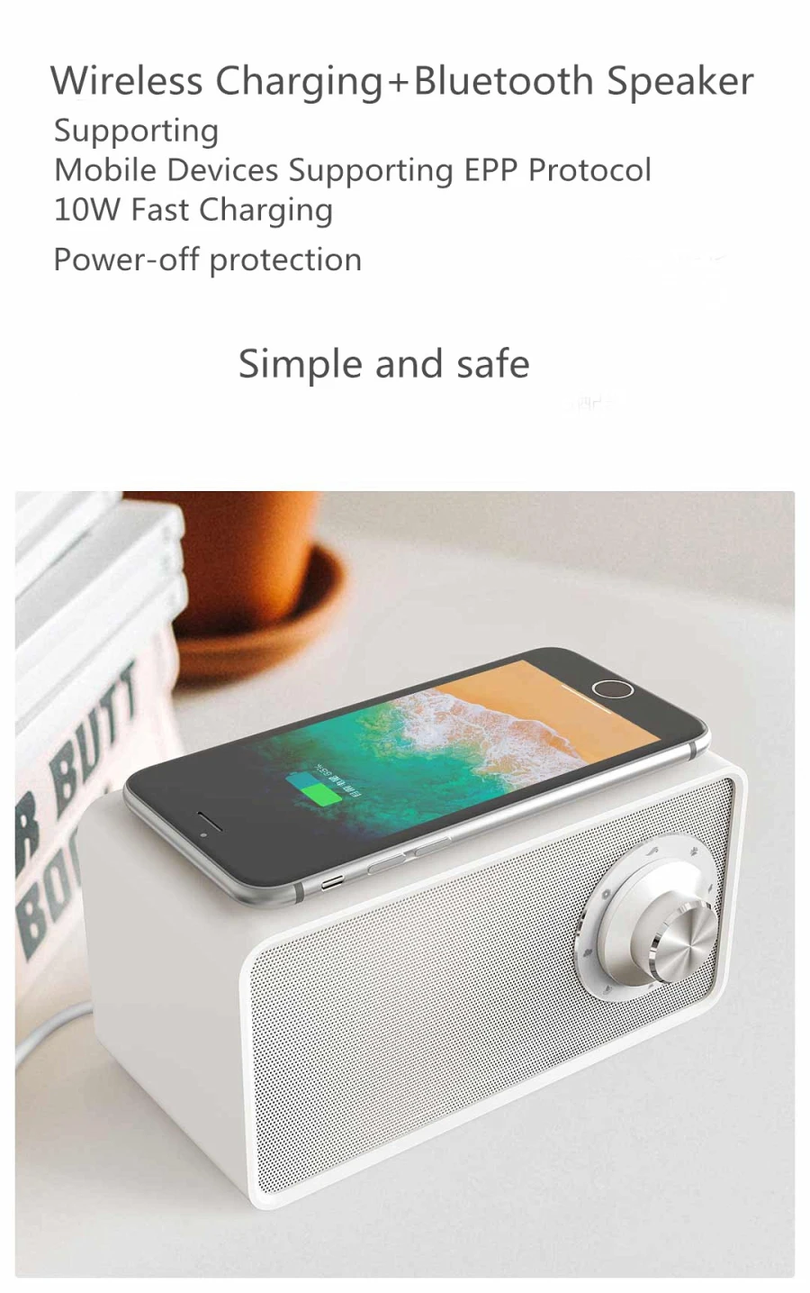 Xiaomi Mijia Qualitell Беспроводное зарядное устройство белый шум динамик Bluetooth BLT5.0 EPP протокол 10 Вт Быстрая зарядка помогает сна