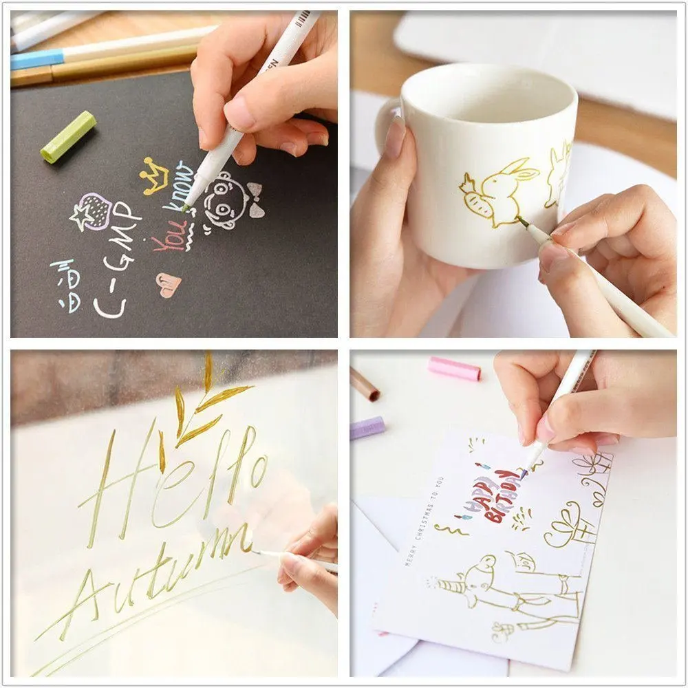 

20 Colors/ Set Metallic micron pen Detailed marking color Metal marker for album black paper drawing School Art supplies