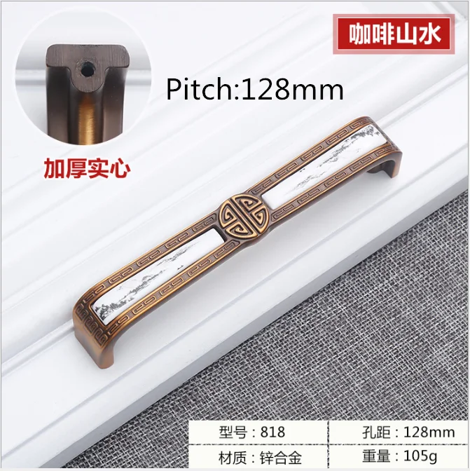 128mm 3,75 ''5'' деревенские кухонные ручки рукоятки в античном стиле бронзовые керамические цветочные нажимные дверные ручки шкафа тянет ручка комода Аппаратные средства - Цвет: 128mm