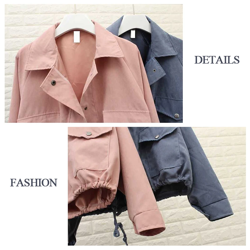 

Jackets Women Solid Slim Spring Basic Coats Ulzzang All-match Fashion Female Clothes Students Hot Sale Lace Up Chic Street Wear
