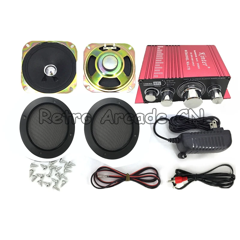 

Free Shipping Arcade A6 HiFi Stereo Audio Diy Kit Amplifier & speaker with grill & cables & power adapter for Game Machine