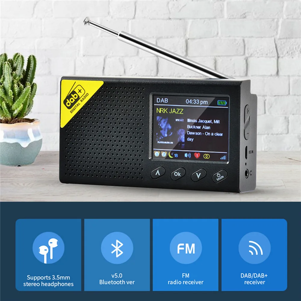 

Портативное цифровое радио DAB/DAB + FM-приемник с ЖК-дисплеем 2,4 дюйма