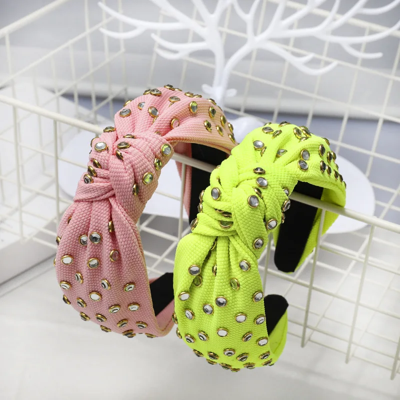 2019 винтажная Женская повязка на голову Стразы с драгоценными камнями тюрбан
