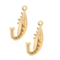 10pcs gold color stainless steel shrimp pendants stainless steel two sided charm handmade diy jewelry accessories