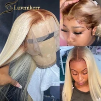 pre plucked human hair wig brown ombre 613 blonde straight hd transparent full glueles 13x5 lace frontal wig black women 30 inch