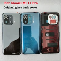 for xiaomi mi 11 pro original tempered glass back cover spare parts for mi11 pro back battery cover door housing camera frame