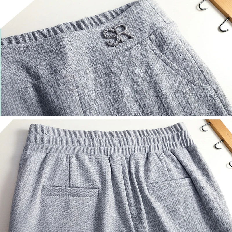 Женские зимние высокие эластичные расклешенные брюки Однотонные свободные