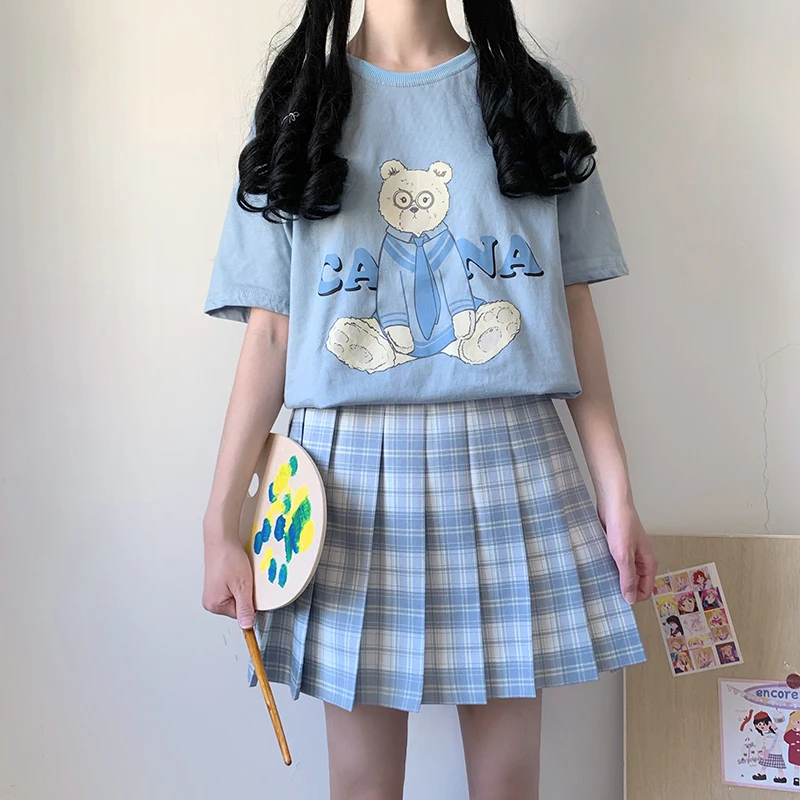 

HWLZLTZHT Japanese Soft Girl Kawaii T Shirts Women Cute Clothes Summer Female Cartoon Tee Tops Casual Short Sleeve T-shirt