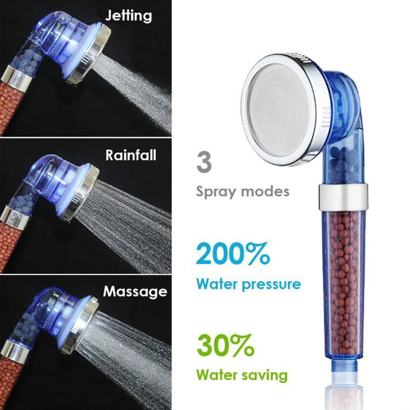 

Bathroom Shower Head Jetting Shower Head Anion Showerhead High Pressure Saving Water Rainfall Shower Head SPA Bath Filter Shower