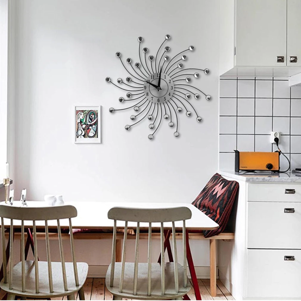 33 см ручной работы из бисера в форме цветка настенные часы кварцевый механизм