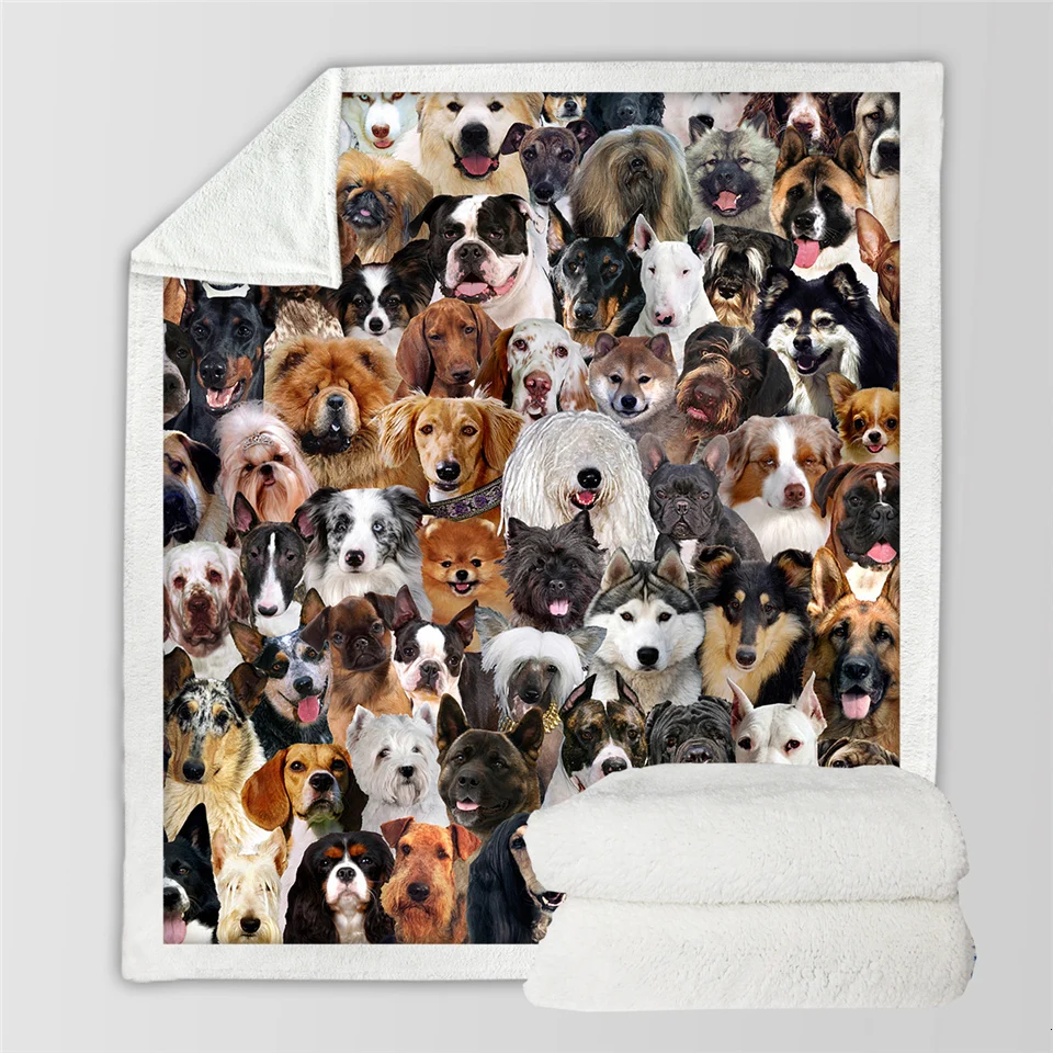 Dog11 Постельное белье Outlet, коллекция для собак, шерпа, одеяло, 3D животное, мопс, плюшевое одеяло, бульдог, Хаски, доберман, Ротвейлер, тонкое одеяло - Цвет: Dog11
