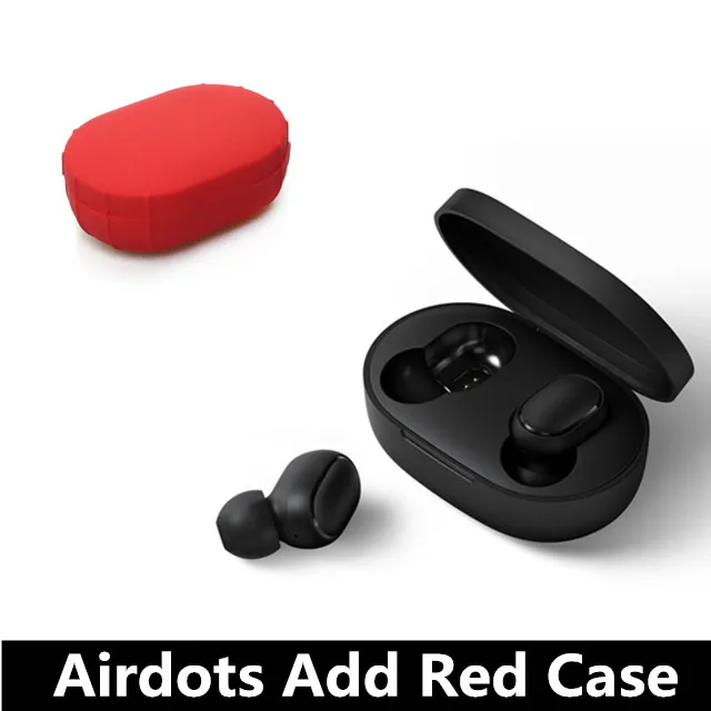 add red case Оригинальные беспроводные наушники Xiaomi Redmi Airdots True, голосовое управление, Bluetooth 5,0, шумоподавление, управление краном, зарядная коробка, вкладыши - Цвет: add red case