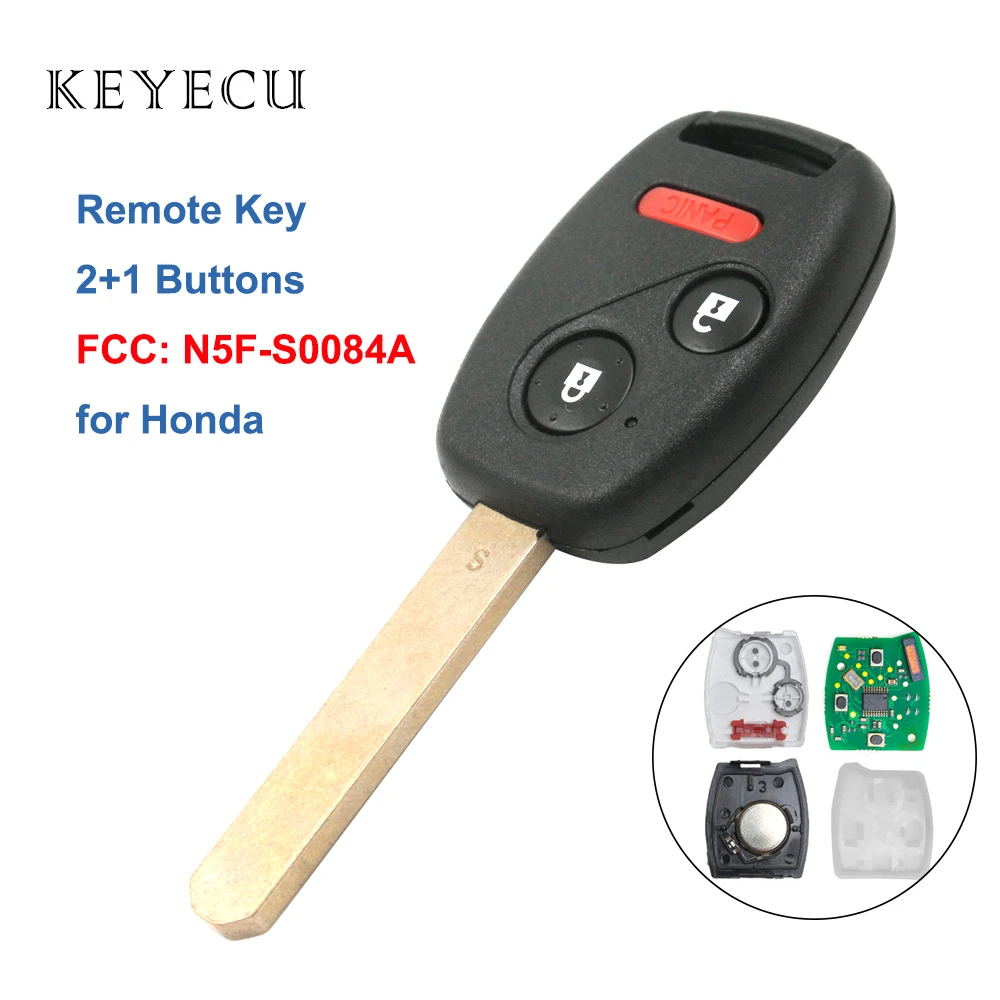 

Keyecu New Keyless Entry Remote Key 2+1 Buttons Fob for Honda Civic 2006 2007 2008 2009 2010 2011 2012 FCC: N5F-S0084A